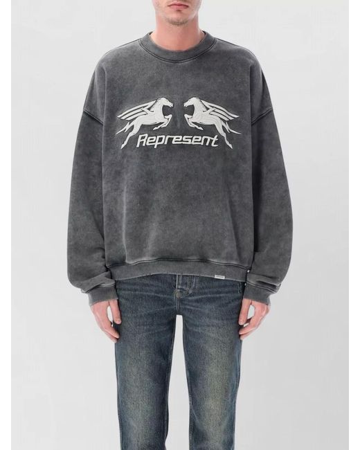 Represent Gray Cotton Relaxed-Fit Sweatshirt for men