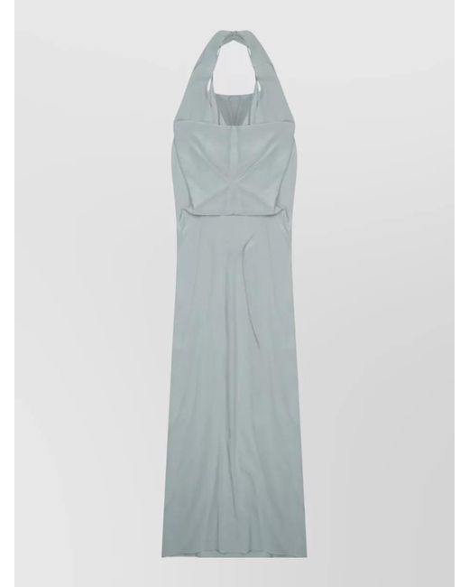 Alysi White Long Halter Neck Dress Open Back