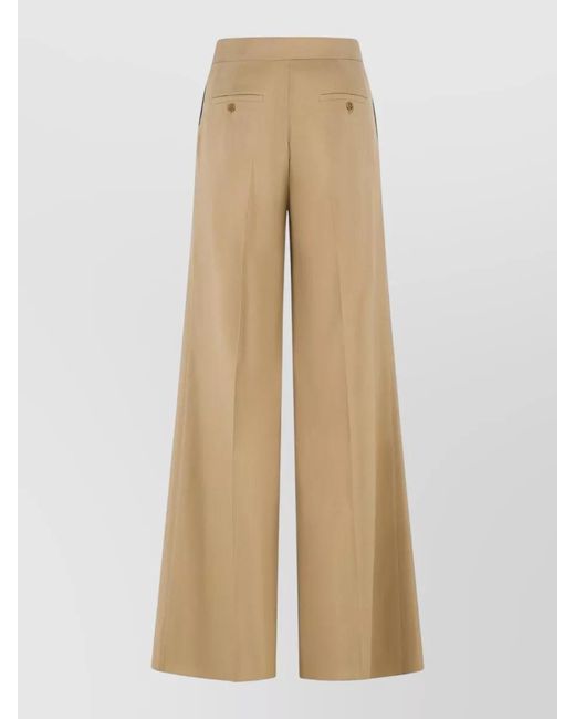 Max Mara Natural Bronte Virgin Wool Blend Wide Leg Pants