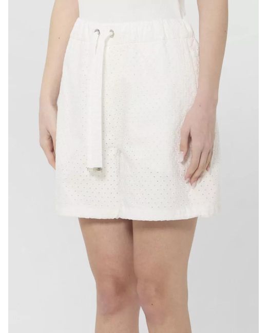 Moncler White Cotton Poplin And San Gallo Shorts