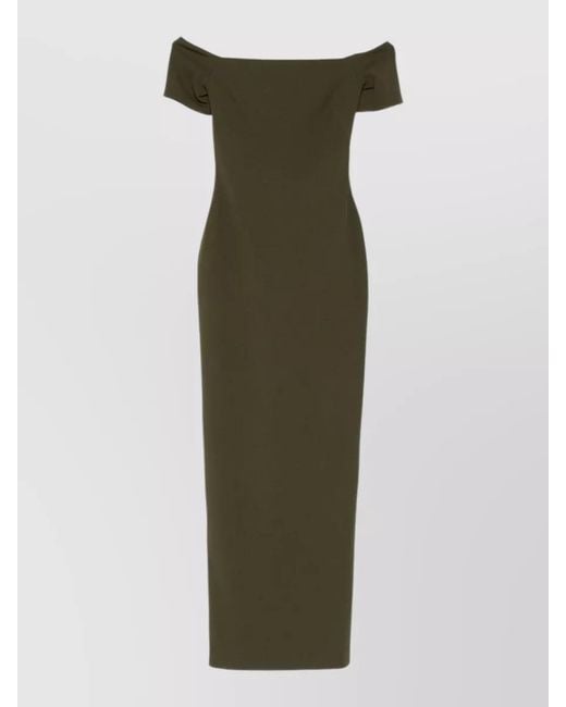 Solace London Green Nile Maxi Dress Off Shoulder Short Sleeves