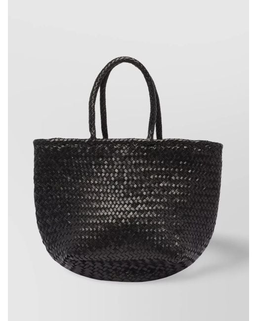 Dragon Diffusion Black Grace Basket Small Leather Tote Bag