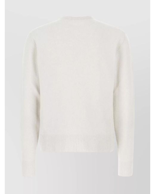Tom Ford White Ribbed Cashmere Silk Crew Neck Sweater for men