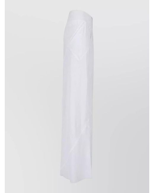 Rick Owens White Straight Trousers Seam Detailing Wide Leg