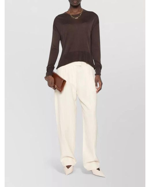 Closed Brown Lightweight Knit Long Sleeve Sheer Top