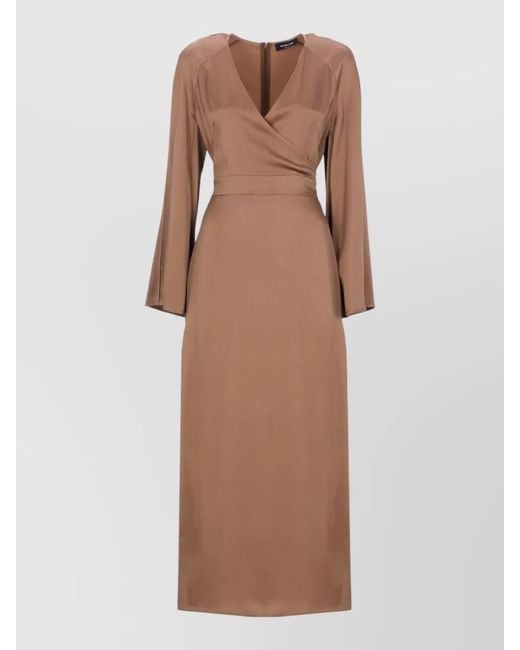 Fabiana Filippi Natural V Neck Wrap Viscose Maxi Dress