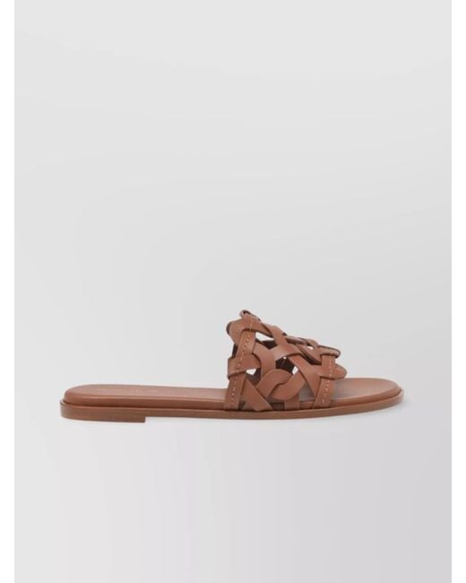Gianvito Rossi Brown Leather Flat Sandals