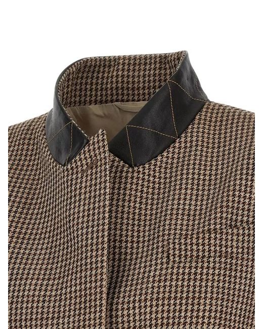 Brunello Cucinelli Natural Tailored Houndstooth Vest Belt Detail