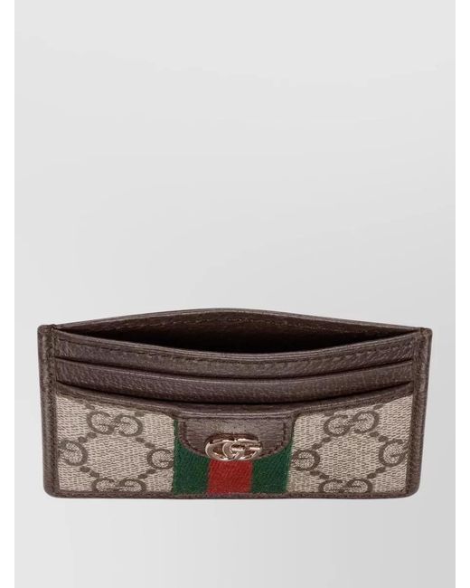 Gucci Brown Case Gg Compact Design Textured Finish