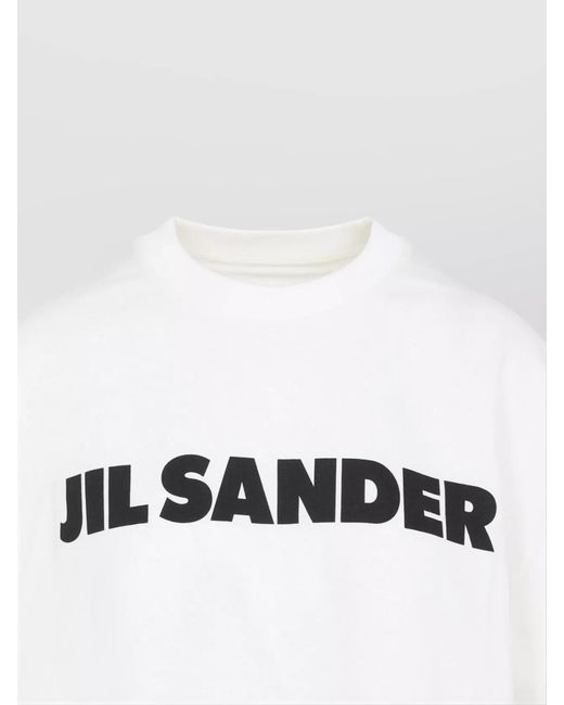 Jil Sander White Logo Print Oversized Cotton T-Shirt
