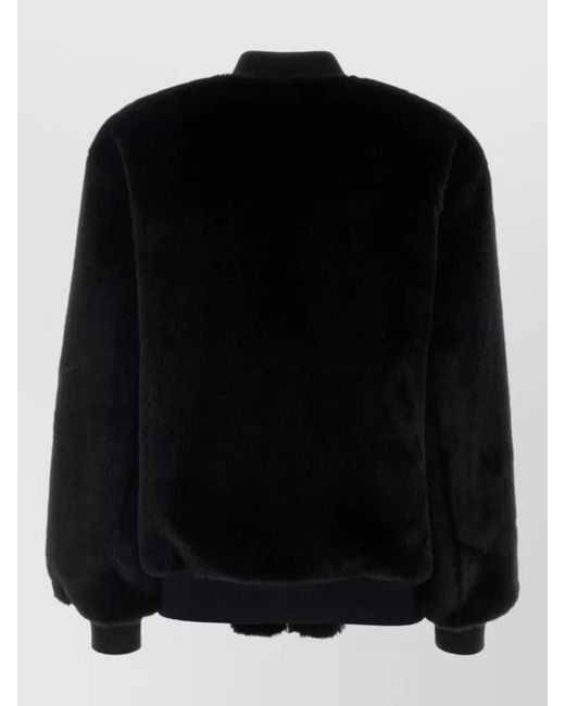 Prada Black Faux Fur Bomber Jacket
