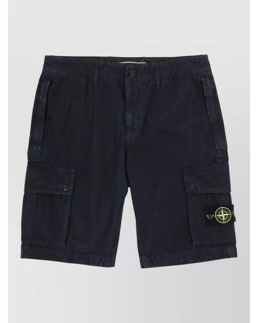 Stone Island Blue Cotton Cargo Shorts for men