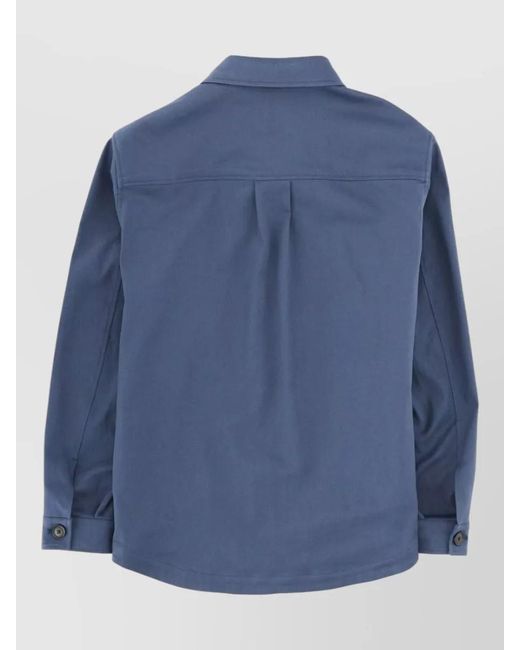 Boss Blue Cotton Comfort-Fit Shirt Jacket for men