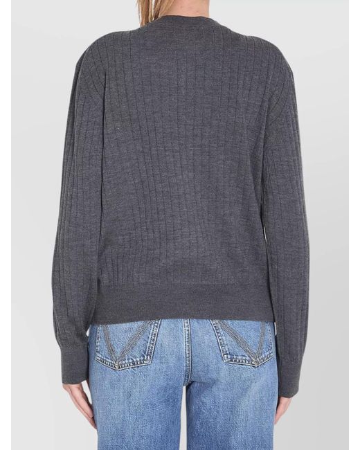 Bottega Veneta Gray Ribbed Knit Cardigan
