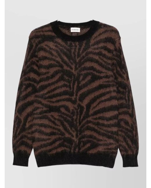 P.A.R.O.S.H. Black Zebra Knit Long Sleeve Crew Neck Sweater