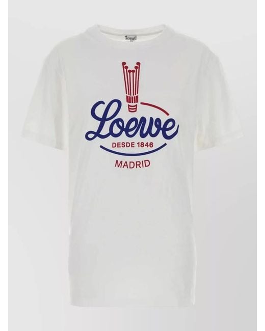 Loewe White Jersey T Shirt Crew Neck Graphic Print