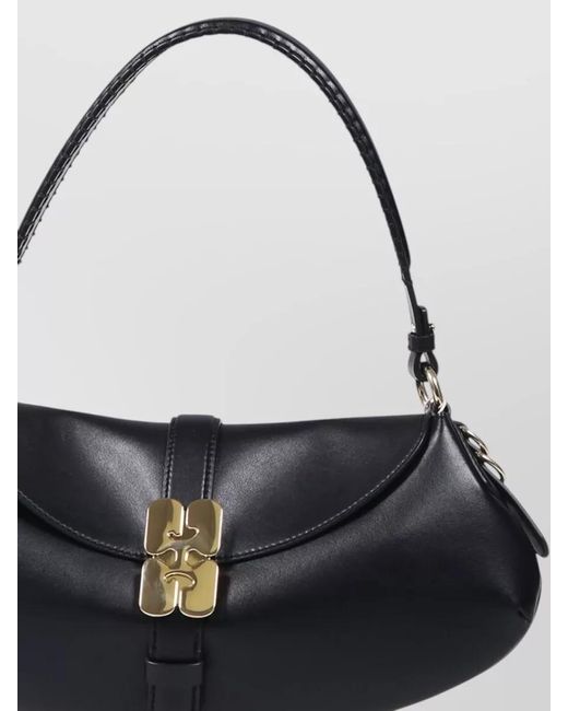 Ganni Black Kat Leather Shoulder Bag