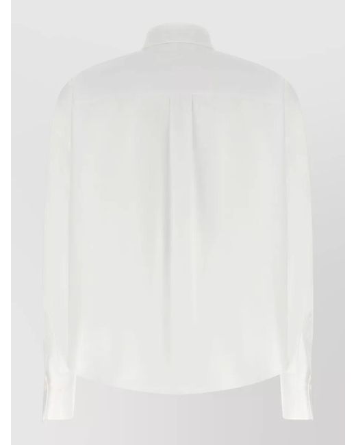 Brunello Cucinelli White Cropped Shirt Shiny Trim Pointed Collar