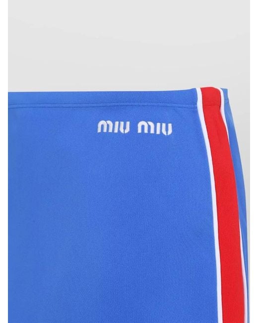 Miu Miu Blue Stretch Nylon Mini Skirt