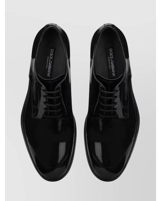 Dolce & Gabbana Black Patent Calf Leather Derby Shoes for men