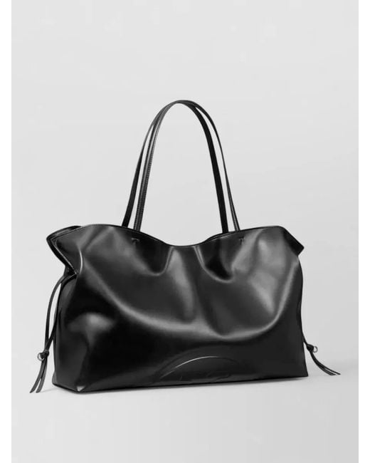 Tory Burch Black Ella Recycled Tote Dual Handles Drawstring