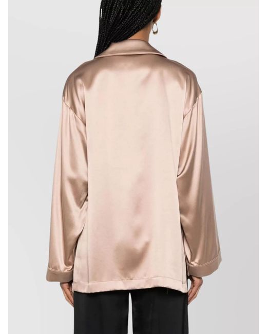 Max Mara Pink Silk Satin Long-Sleeve Tunic Jacket