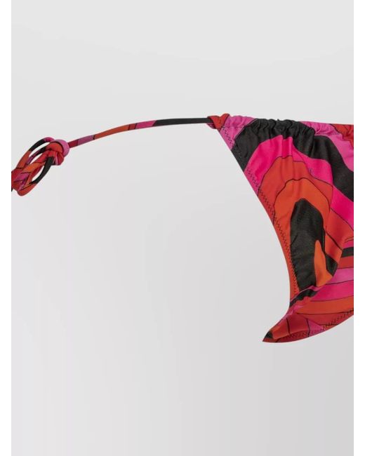 Emilio Pucci Red Marmo Bikini Briefs Adjustable Low Rise Striped