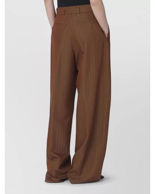 Dries Van Noten Brown Wide Leg Wool Blend Tailored Trousers