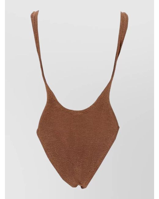 Hunza G Brown Square Neck Swimsuit