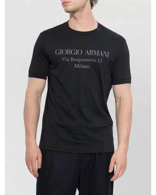 Giorgio Armani Black Logo Crew Neck Regular Fit T Shirt for men