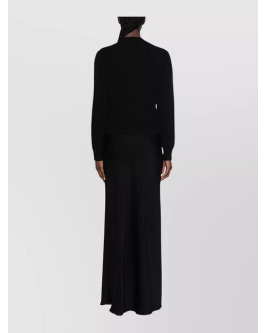 Fabiana Filippi Black Wool Silk Cashmere Maxi Dress