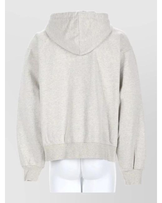 Drole de Monsieur White Hooded Jacket Drawstring Hood Ribbed Trims for men
