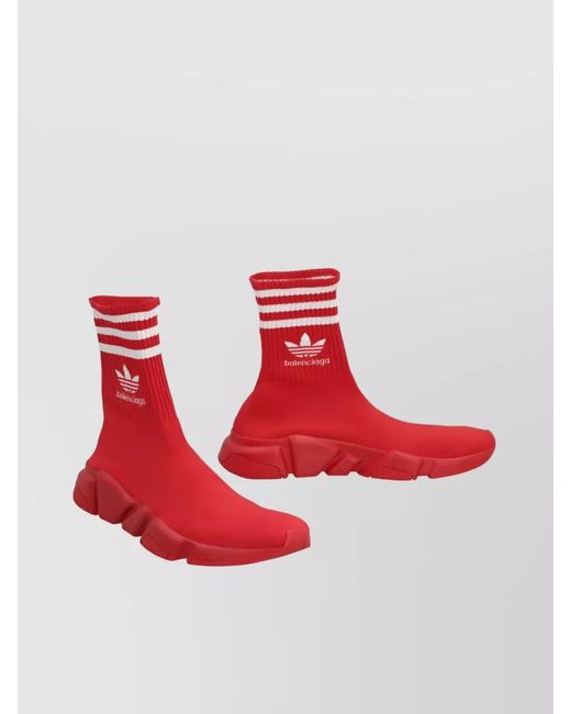 Balenciaga Red Ribbed Knitted Sock Sneakers