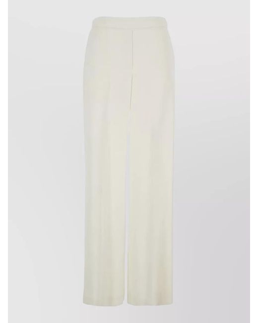 P.A.R.O.S.H. White Wide Leg Nylon Silk Blend Trousers