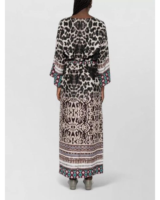 Pierre Louis Mascia White Silk Printed Short-Sleeve Maxi Dress