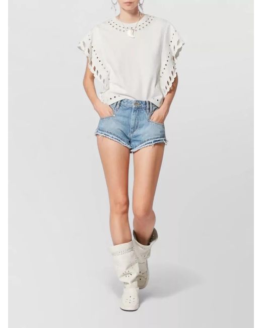 Isabel Marant White Cotton Short-Sleeve Blouse