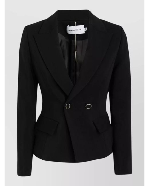 SIMONA CORSELLINI Black Stretch Viscose Blazer Tailored Silhouette