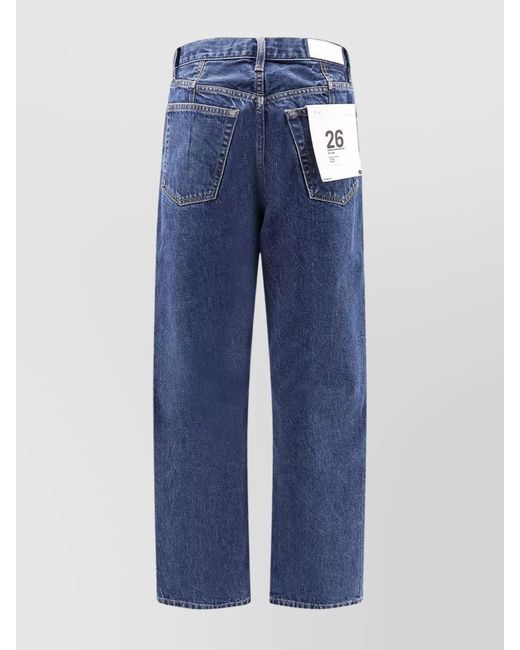 Re/done Blue Cotton Mid-Rise Straight-Leg Jeans