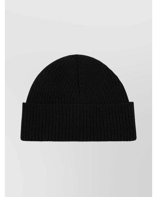 AMI Black Wool Beanie With Ribbed Knit Design for men