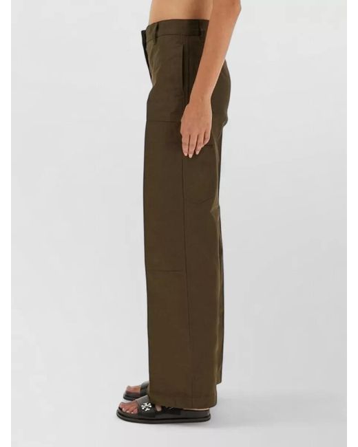 Tory Burch White Cotton Trousers Straight Leg Belt Loops Pockets