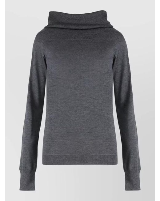 Stella McCartney Gray Wool Turtleneck Sweater Cowl Neck