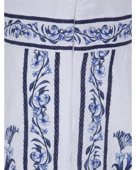Farm Rio Blue Flowers Arch Sleeveless Wide Leg Jumpsuit