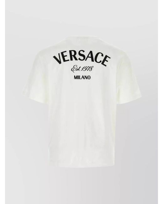 Versace White Cotton Ribbed Crew-Neck T-Shirt for men