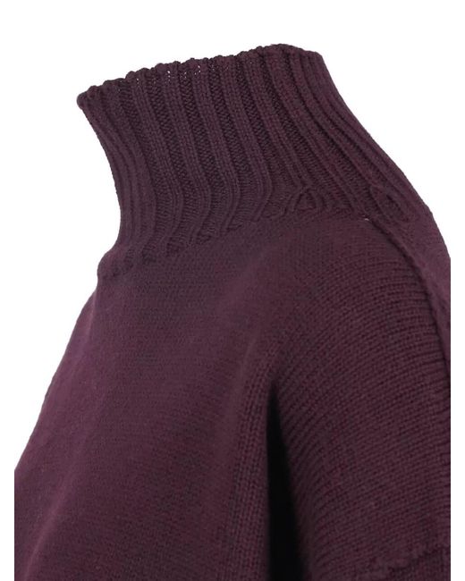 Drumohr Purple Crew Neck Top High Collar Long Sleeves