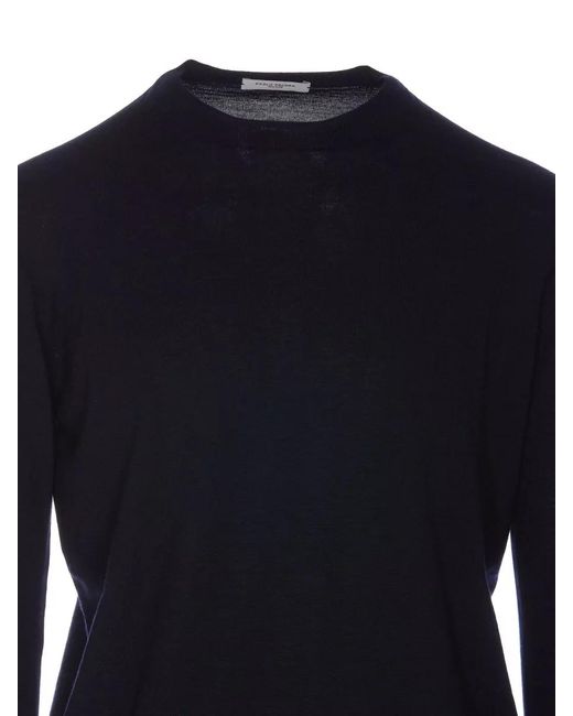 Paolo Pecora Blue Sweater Round Collar Long Sleeves Ribbed Trims for men