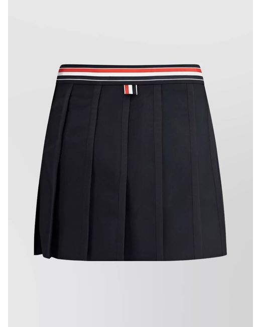 Thom Browne Black Wool Pleated Asymmetric Mini Skirt