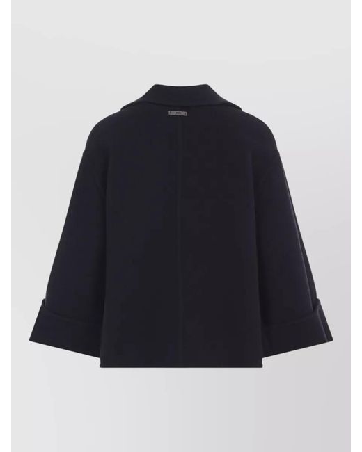 Peserico Blue Short Jacket Double Breasted Notched Lapel