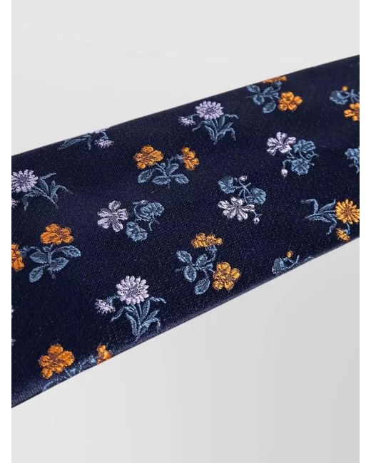 Dries Van Noten Blue Slim Tie Floral Embroidery Design for men