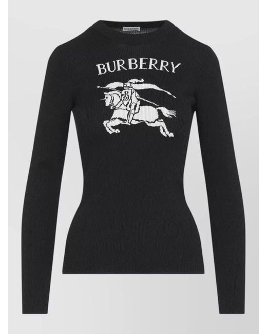 Burberry Black Shona Fine Rib Knit Crew Sweater