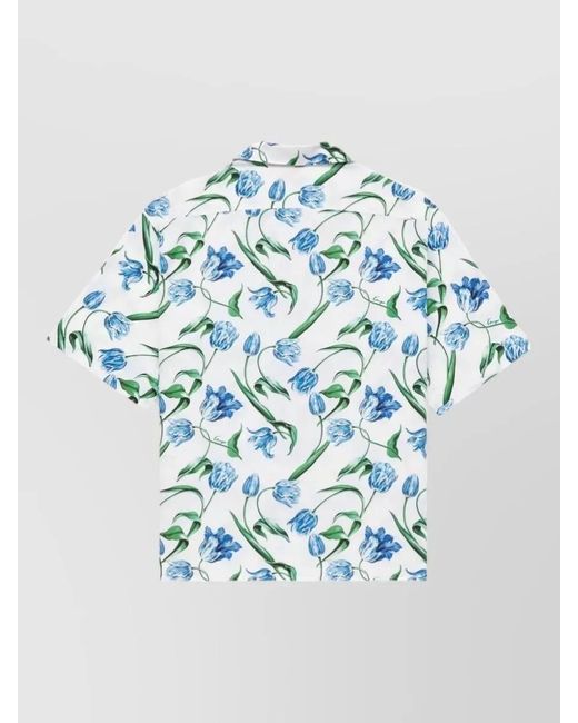 KENZO Blue Casual Floral Pattern Short Sleeve Top for men
